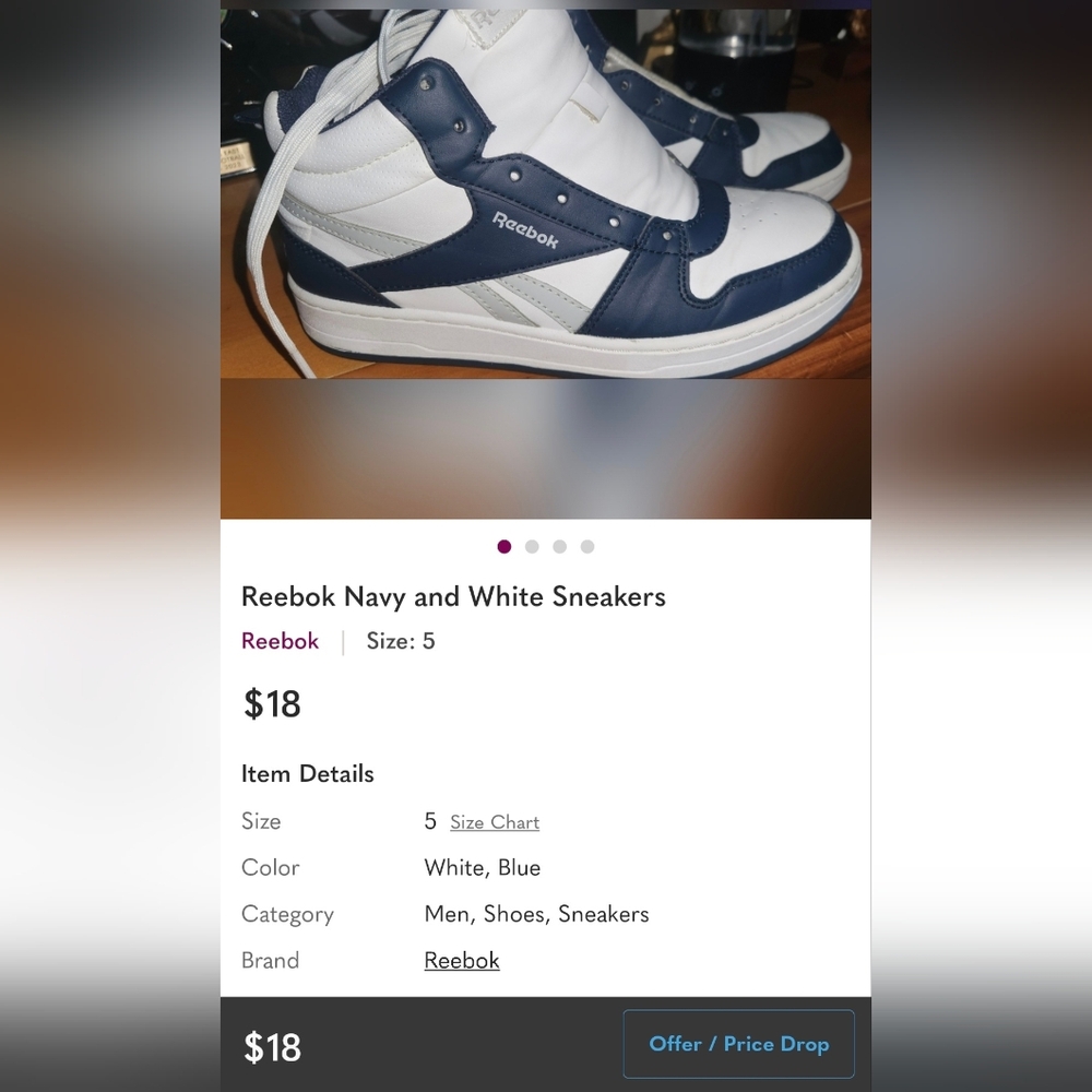 Reebok Blue and White Athletic Shoes And A Pair Of Size 5 HEELEYS